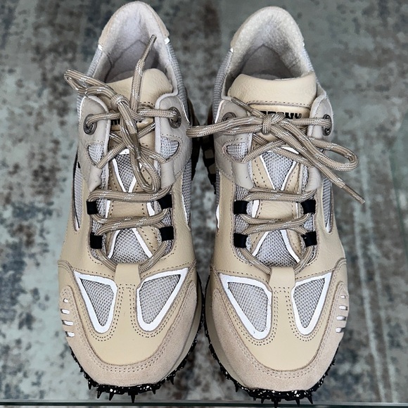 Bronx dad platform trainer Beige and White Sneakers womens 7.5 - Picture 2 of 8